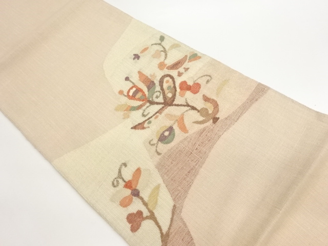 JAPANESE FUKURO OBI / KIN-TOSHI / WOVEN ABSTRACT FLORAL PLANTS